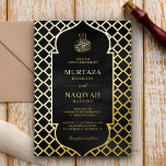 Invitation En Aluminium Antique Frame Black Musulman Mariage Or<br><div class="desc">Éblouissez vos invités avec cette élégante invitation de mariage à thème islamique avec un cadre de coupole magnifique et une typographie moderne. Ajoutez simplement les détails de votre événement sur ce modèle convivial pour en faire une invitation unique.</div>