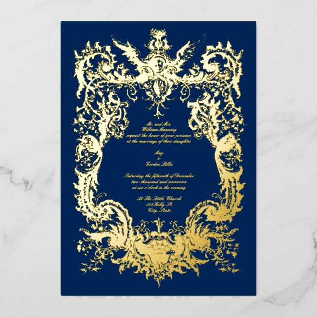 Invitation En Aluminium Antique Rococo Cartouche baroque 1745 (Recto)