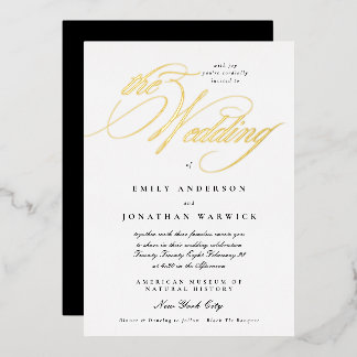 Invitation En Aluminium Appel de calligraphie élégant Smoking Le Mariage O