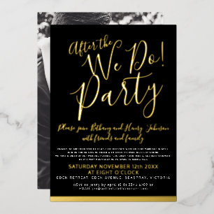 Invitation En Aluminium Après la fête de mariage or noir