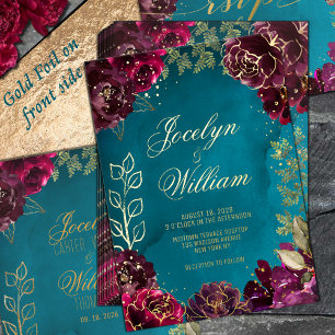 Invitation En Aluminium Aqua Turquoise Merlot Jewel Tone Mariage