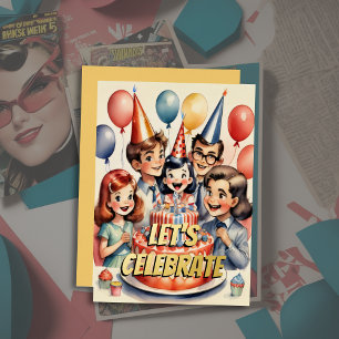 Invitation En Aluminium Aquarelle amusante bande dessinée scène d'annivers