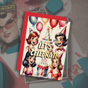 Invitation En Aluminium Aquarelle amusante bande dessinée scène d'annivers