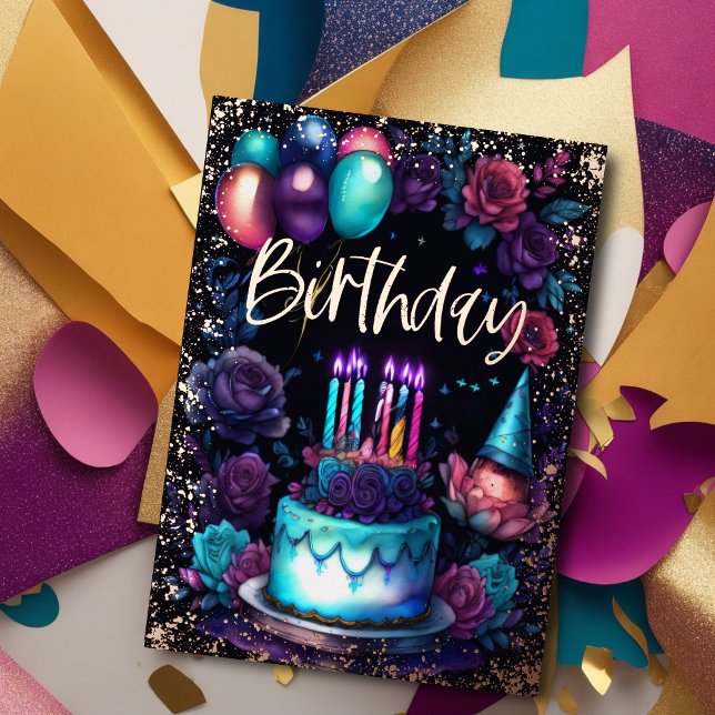 Invitation En Aluminium Aquarelle Anniversaire Marine Bleu pourpre Turquoi (Créateur téléchargé)