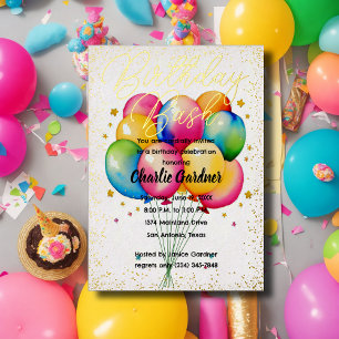 Invitation En Aluminium Aquarelle Ballons d'anniversaire coloré