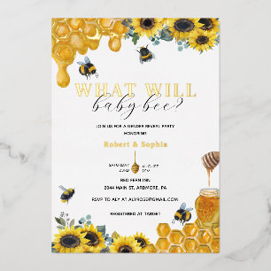 Invitation En Aluminium Aquarelle Bee Genre Révéler Or