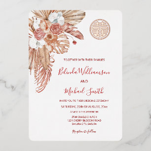 Invitation En Aluminium Aquarelle Boho Fleurs Mariage chinois