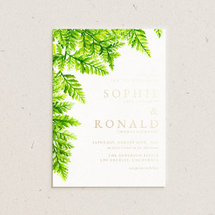 Invitation En Aluminium Aquarelle Chartreuse Green Fern Feuille Mariage