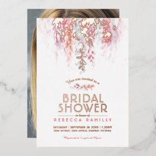 Invitation En Aluminium Aquarelle corail vert or nuptiale photo de la douc