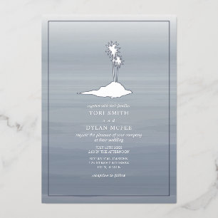 Invitation En Aluminium Aquarelle de Mariage de l'île Chambray
