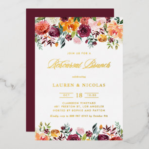 Invitation En Aluminium Aquarelle Fleurs d'automne Garland Rehearer Brunch