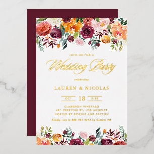 Invitation En Aluminium Aquarelle Fleurs d'automne Garland Wedding Party