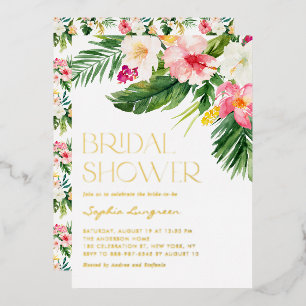 Invitation En Aluminium Aquarelle Fleurs tropicales Fête des mariées d'été