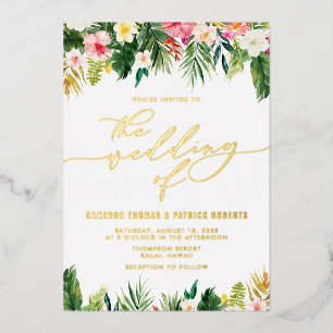 Invitation En Aluminium Aquarelle Fleurs tropicales Mariage d'été