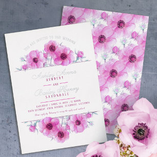 Invitation En Aluminium Aquarelle florale d'anémone rose blanc mariage
