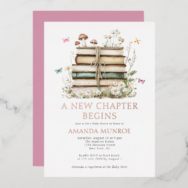 Invitation En Aluminium Aquarelle Florale Un nouveau Baby shower de chapit (Recto/Verso)