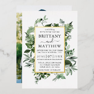 Invitation En Aluminium Aquarelle Ivy Ferns Sage Photo Mariage Gold