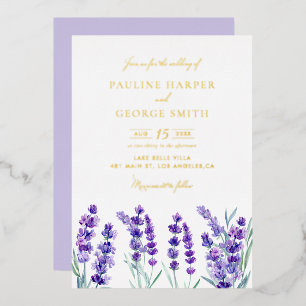 Invitation En Aluminium Aquarelle Lavande Fleurs Printemps Mariage