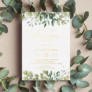 Invitation En Aluminium Aquarelle moderne Branche des Feuilles verts