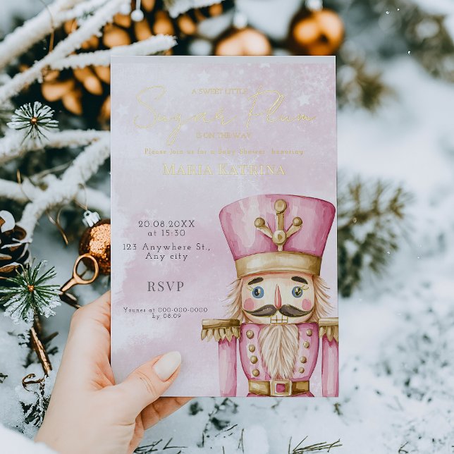 Invitation En Aluminium aquarelle Pink Nutcracker Baby shower Noël (Créateur téléchargé)