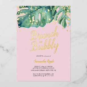 Invitation En Aluminium Aquarelle Tropical Green Shower Foil Invitatiatiat