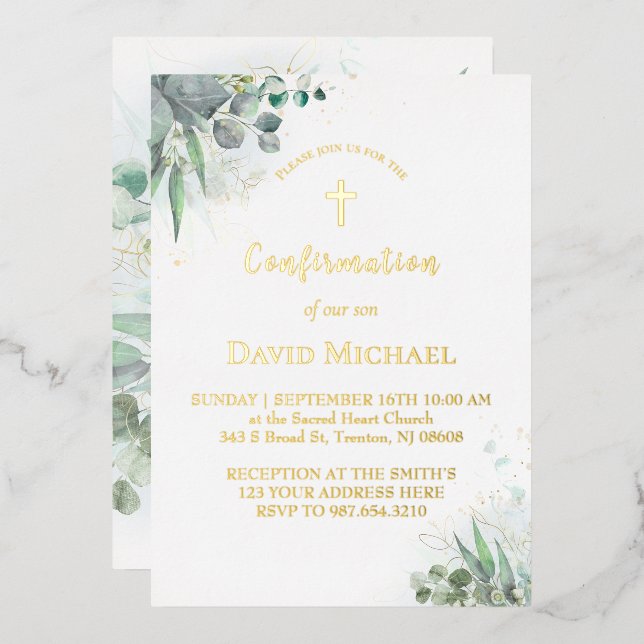 Invitation En Aluminium aquarelle verdure feuillage | Confirmation (Recto/Verso)