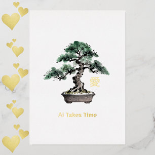 Invitation En Aluminium Arbre Bonsaï Calligraphie Japonaise de l'Amour pou