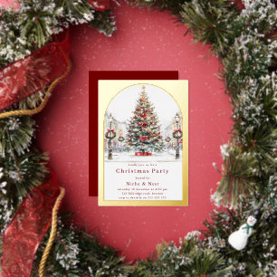 Invitation En Aluminium Arbre de fête Arche dorée Fête de Noël d'entrepris
