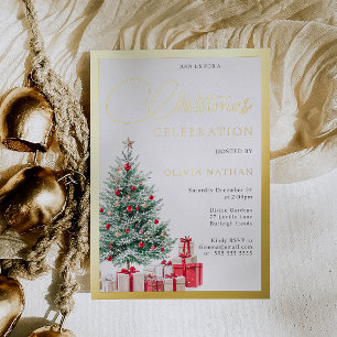 Invitation En Aluminium Arbre de fête familial Fête de Noël d'entreprise O