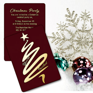 Invitation En Aluminium Arbre de Noël abstrait moderne pour les fêtes