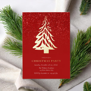 Invitation En Aluminium Arbre de Noël Élégant Minimaliste Fête de Fêtes