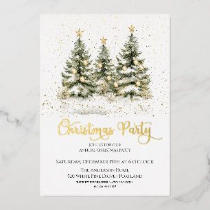 Invitation En Aluminium Arbre de Noël Élégant pour Soirée de Fêtes