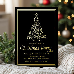 Invitation En Aluminium Arbre de Noël Noir Classique Fête de Noël