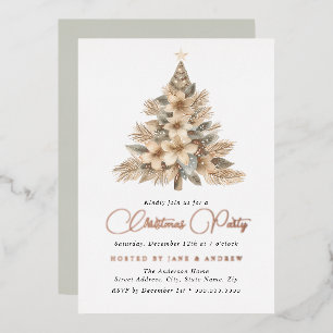 Invitation En Aluminium Arbre de Noël Rose Gold Naturel Beige 