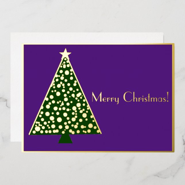 Invitation En Aluminium Arbre de Noël simple - joyeux Noël (Recto/Verso)