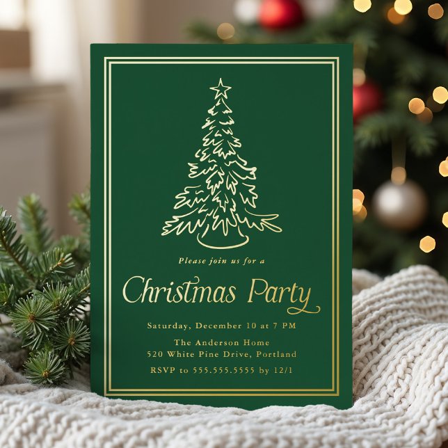 Invitation En Aluminium Arbre de Noël Vert Classique Fête de Noël (Créateur téléchargé)
