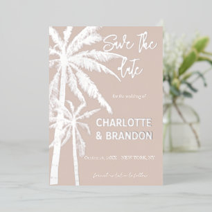 Invitation En Aluminium Arbres de palmiers argentés rougissants Mariage su