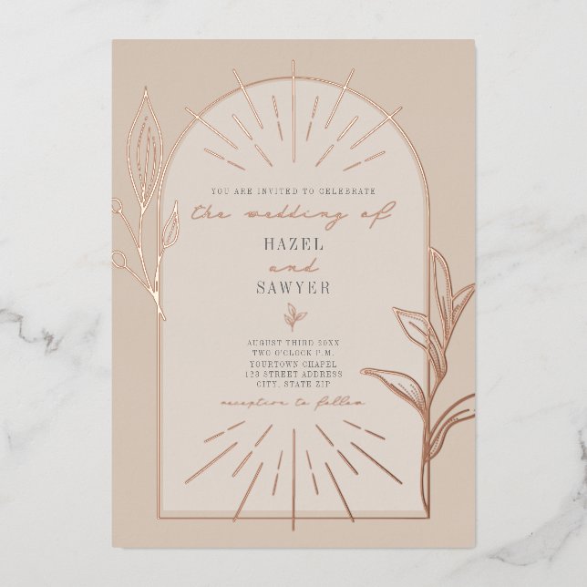 Invitation En Aluminium Arc d'art en ligne Botanique off Mariage blanc (Recto)