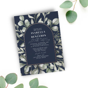 Invitation En Aluminium Arc de verdure Eucalyptus Nuit de noces Rose Gold