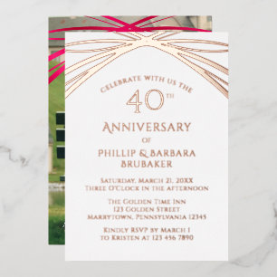Invitation En Aluminium Arc Élégant Ajouter Photo 40e Anniversaire de Mari
