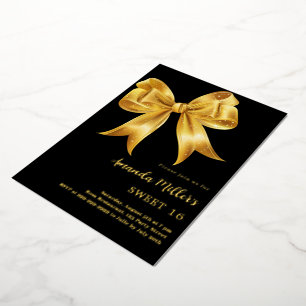 Invitation En Aluminium Arc en or noir Sweet 16