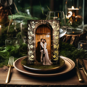 Invitation En Aluminium Arc floral photo Enregistrer la date