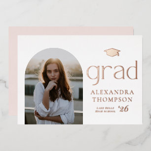 Invitation En Aluminium Arc minimaliste Photo Graduation Party Rose Gold