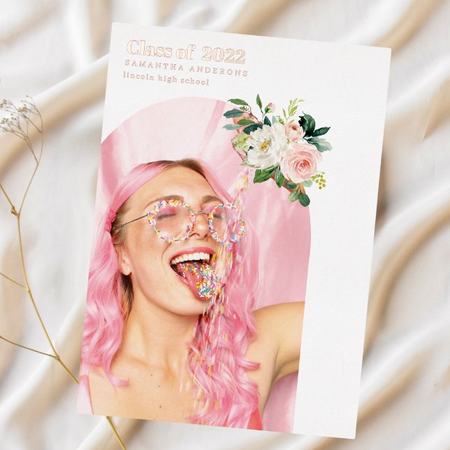 Invitation En Aluminium Arc photo Fleur Fancy Rose Gold (Créateur téléchargé)