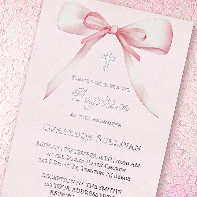 Invitation En Aluminium Arc rose | Baptême (Créateur téléchargé)