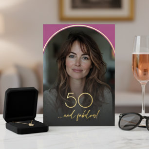 Invitation En Aluminium Arc rose minimaliste moderne 50 ans et fêtard pour
