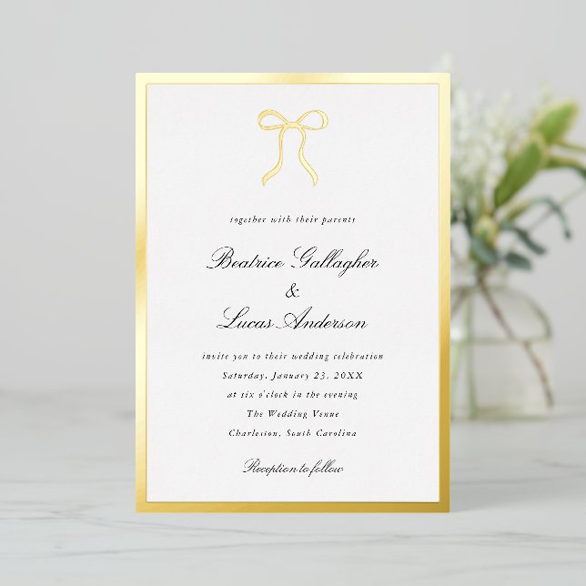Invitation En Aluminium Arc Simple Mariage Classique (Debout devant)