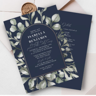 Invitation En Aluminium Arc vert Marine RSVP QR Code Mariage Rose or