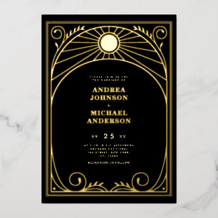 Invitation En Aluminium Arc vintage Art Nouveau Antique Gold Mariage Real