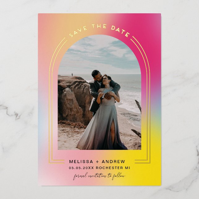 Invitation En Aluminium Arch Minimal Save The Date Ombré (Recto)